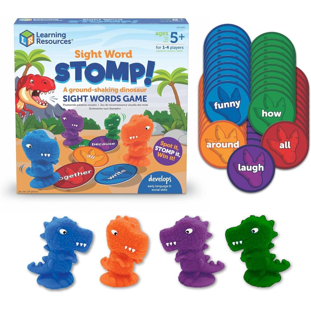 imageSight Word Stomp Educational Indoor Games Preschool Alphabet Toddler Brain Toys Toddler Preschool Learning 114 Pieces Age 5