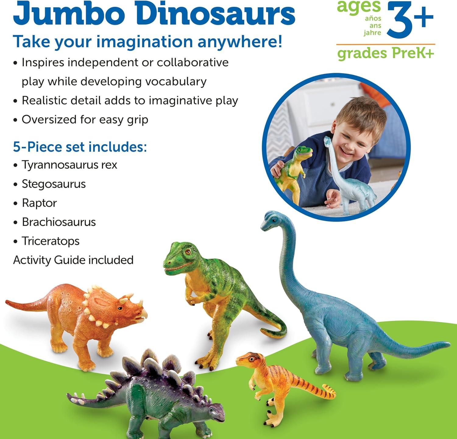 imageLearning Resources Jumbo Dinosaurs I Mommas and Babies I TRex Stegosaurus and Brachiosaurus 6 Animals multicolorJumbo Dinosaurs