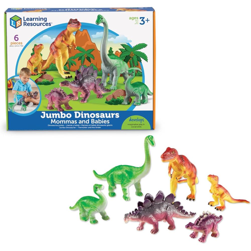 imageLearning Resources Jumbo Dinosaurs I Mommas and Babies I TRex Stegosaurus and Brachiosaurus 6 Animals multicolorMomma Dinos Babies