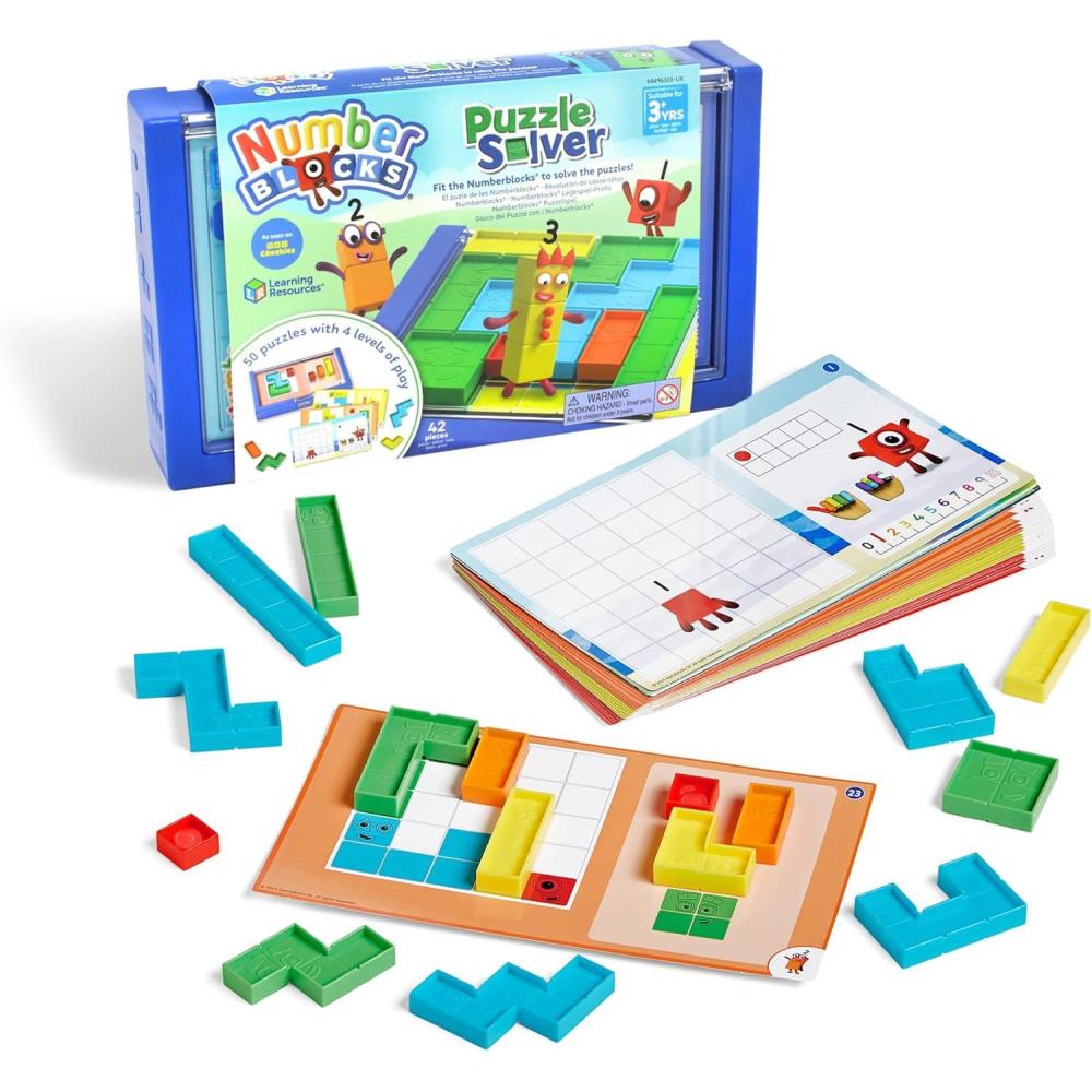 imageLearning Resources Numberblocks Puzzle Solver Toy for 3 Year Old Boys and Girls 50 Puzzles with 4 Difficulty Levels Travel Games