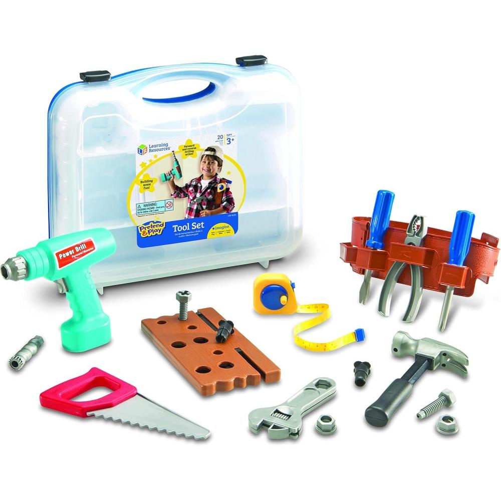 imageLearning Resources Play Tool Set Toddler Tools Kids Tool Set Construction Toys for Kids 20 Pieces Ages 3