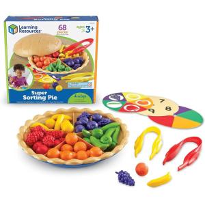 Learning Resources Super Sorting Pie – 68 Pieces, Ages 3+ Toddler Fine Motor Toy, Preschool Learning Games, Develops Counting and Color Recognition, Pretend Play Food, Kids Tweezers