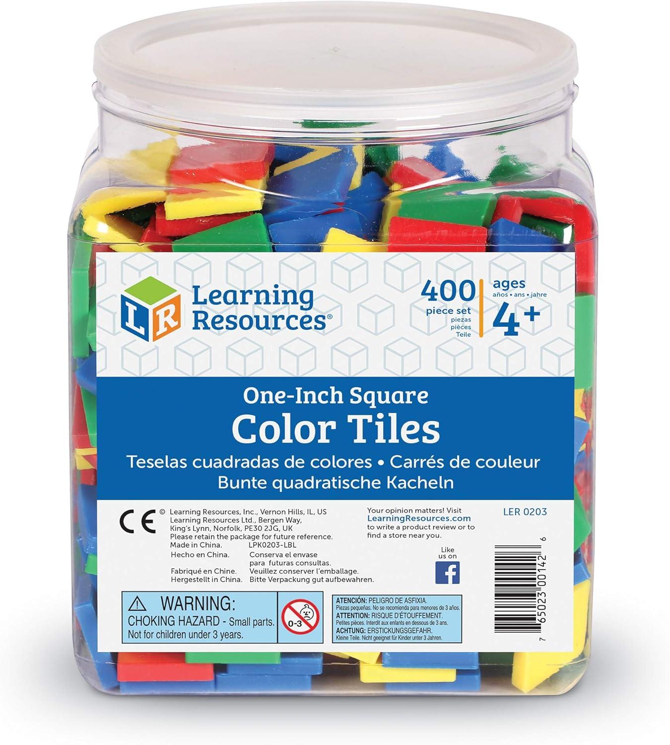 imageLearning Resources Square Color Tiles Counting Sorting Toy Set of 400 in 6 Colors Ages 4