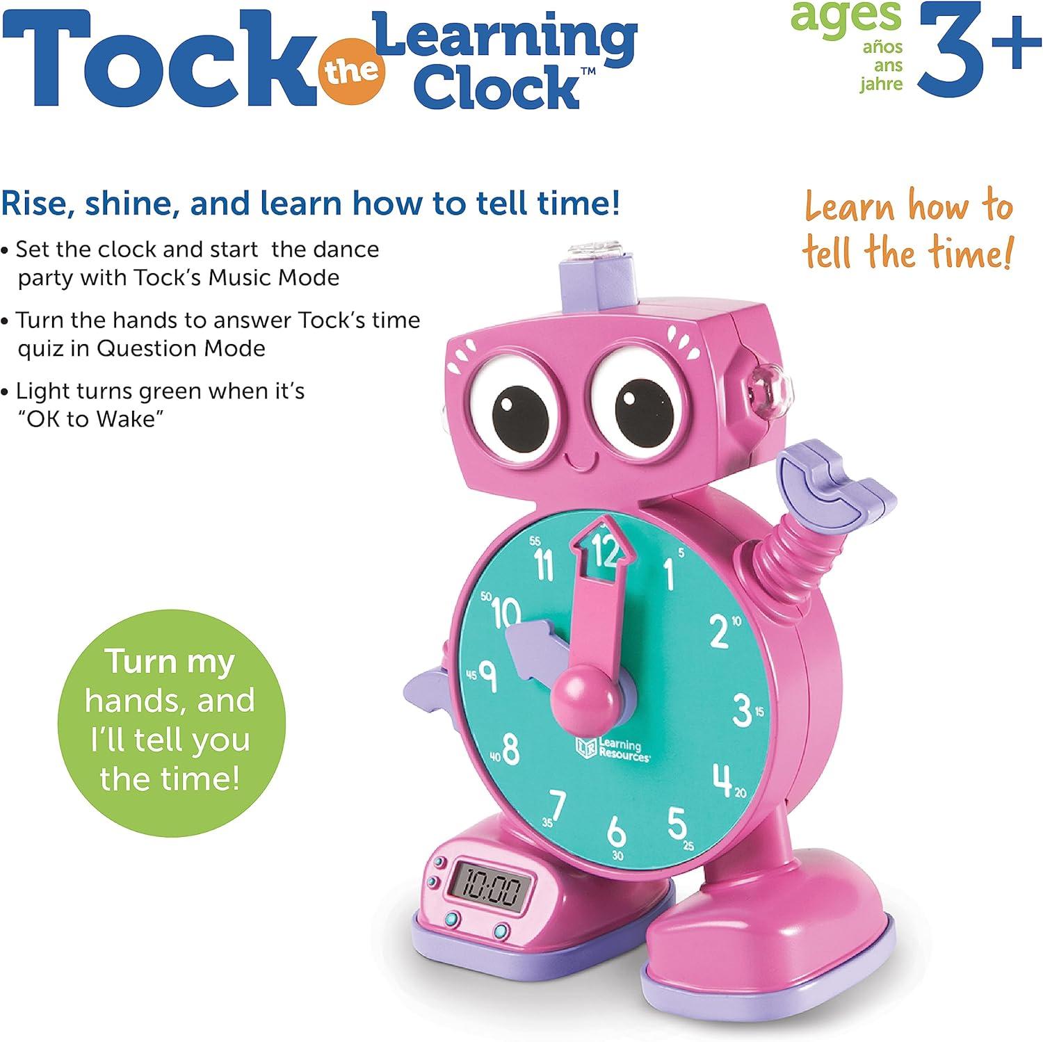 imageLearning Resources Tock The Learning Clock 1 Piece Ages 3 Educational Talking ampamp Teaching Clock Toy Clock for Toddlers Educational Toys for KidsTock Pink