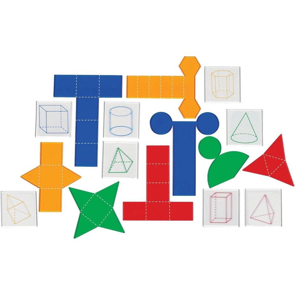 imageLearning Resources Folding Geometric Shapes Bundle Math Class Accessories 3D and 2D Concepts Measurement Area Volume and Surface Area 16 Pieces Grades 2 Ages 7