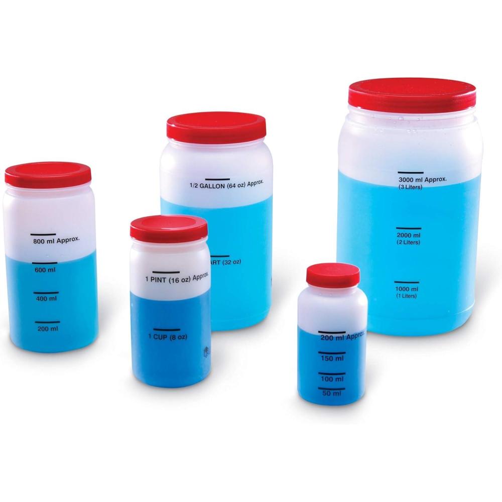 imageLearning Resources Measuring Jars 5 Pieces Grades K Ages 5 Measurement Tools Math and Science Classroom Supplies Liquid Measurement and Equivalencies