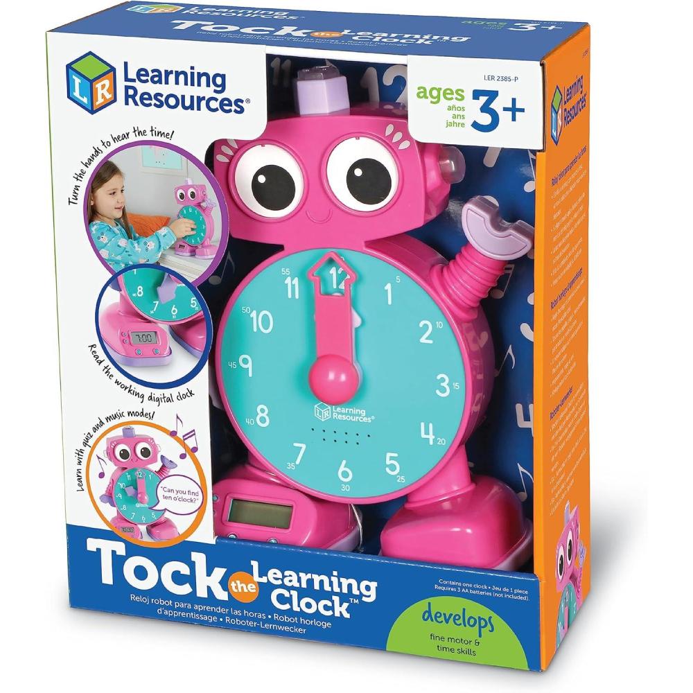 imageLearning Resources Tock The Learning Clock 1 Piece Ages 3 Educational Talking ampamp Teaching Clock Toy Clock for Toddlers Educational Toys for KidsTock Pink