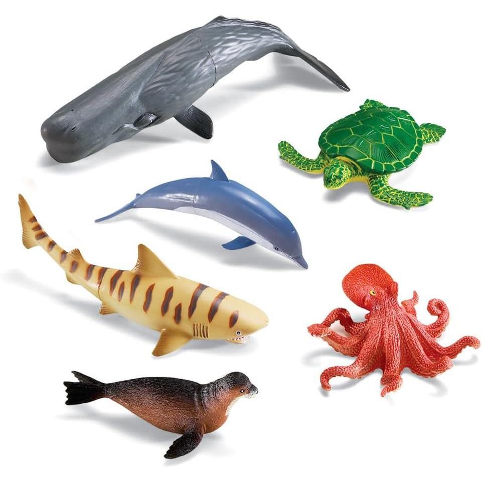 imageLearning Resources Jumbo Ocean Animals  6 Pieces Ages 3 Toddler Learning Toys Sea Animals Figure for Kids Preschool Toys