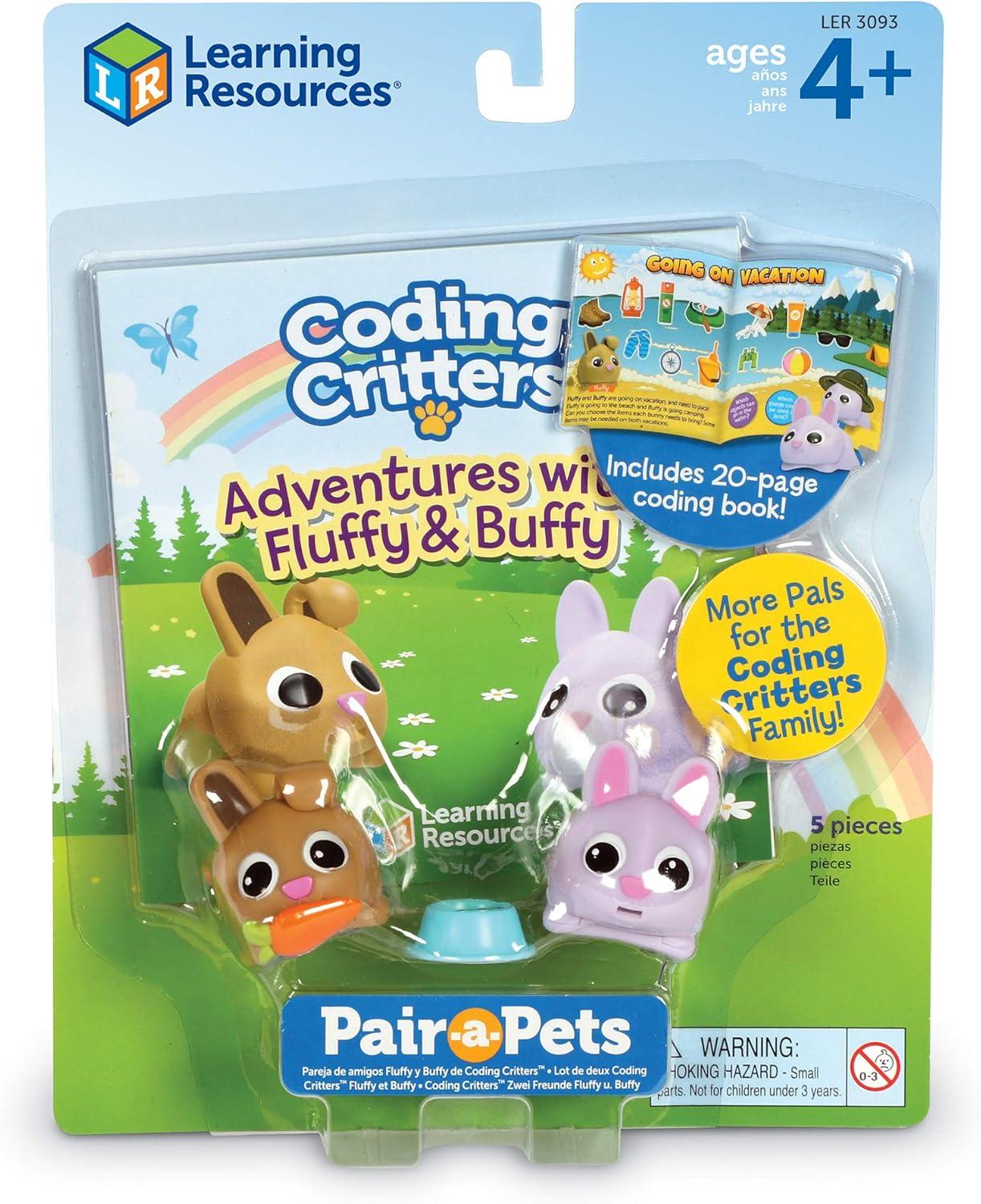 imageLearning Resources Coding Critters Pair a Pets Bunnies Fluffy ampamp Buffy ScreenFree Early Coding Toy For KidsInteractive STEM Coding Pet 5 Pieces Ages 4Pairapets Bunnies