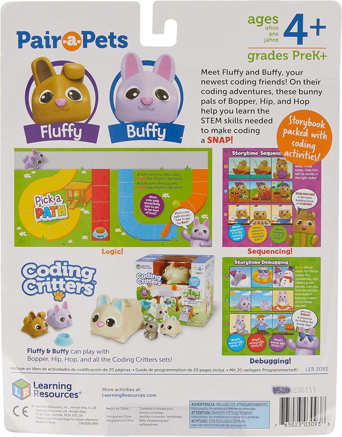 imageLearning Resources Coding Critters Pair a Pets Bunnies Fluffy ampamp Buffy ScreenFree Early Coding Toy For KidsInteractive STEM Coding Pet 5 Pieces Ages 4Pairapets Bunnies