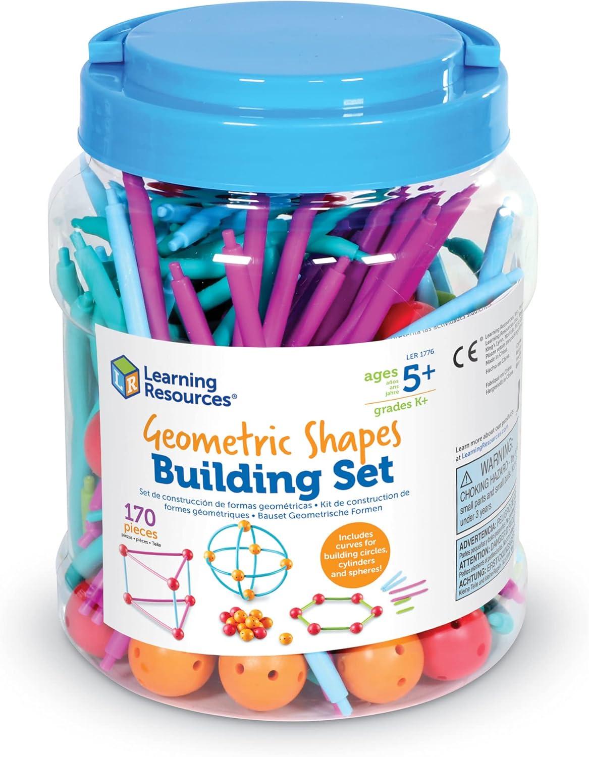 imageLearning Resources Geometric Shapes Building Set Early Math Skills Back to School Activities Classroom Games for Teachers 170 Piece Set Ages 5