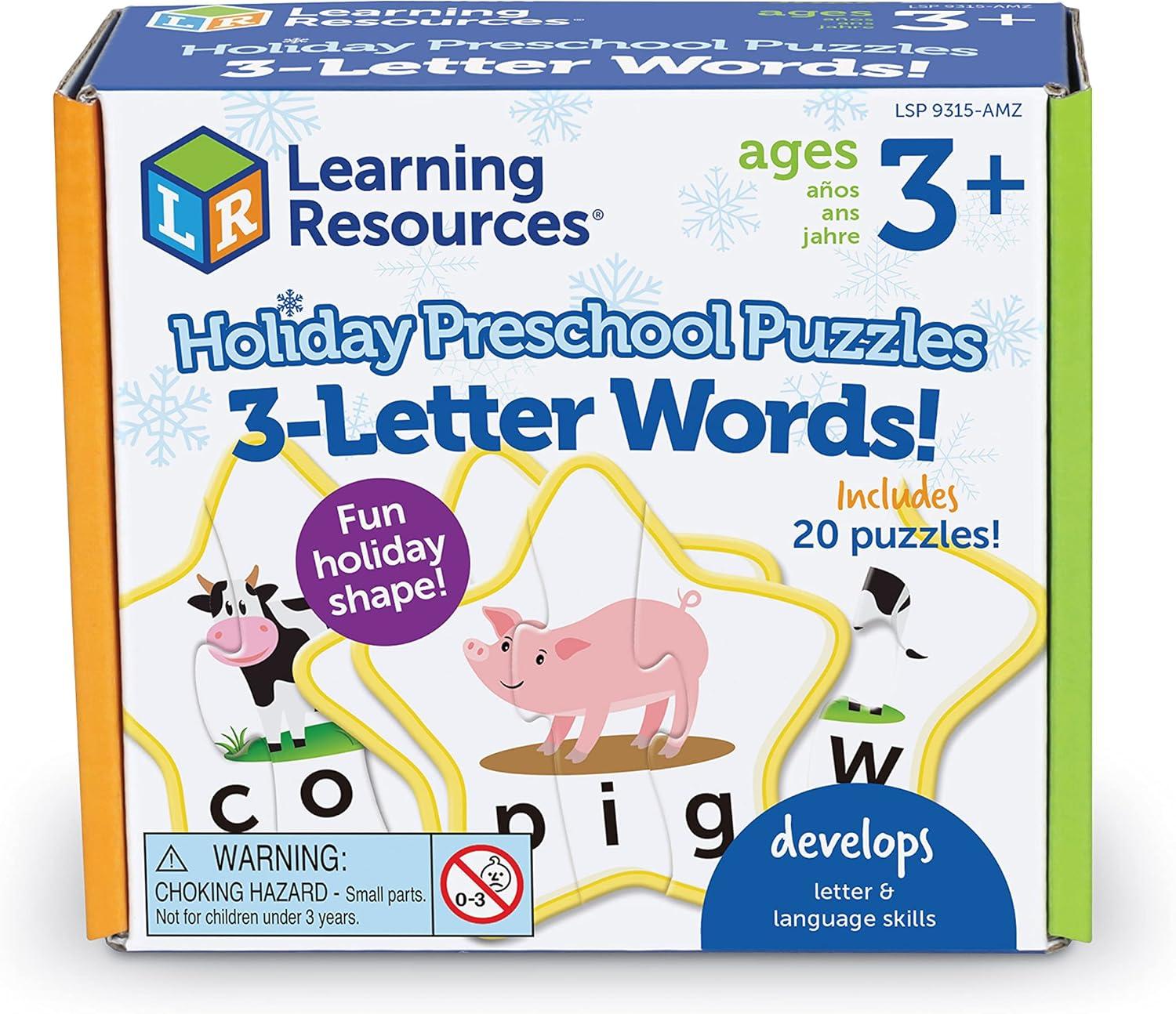 imageLearning Resources Holiday Preschool Puzzle Pack  SelfCorrecting Puzzles Christmas Preschool Toys Educational Christmas Gifts  Christmas Gifts for Boys and Girls Ages 3