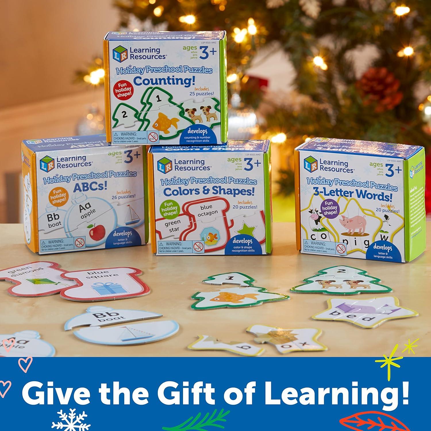 imageLearning Resources Holiday Preschool Puzzle Pack  SelfCorrecting Puzzles Christmas Preschool Toys Educational Christmas Gifts  Christmas Gifts for Boys and Girls Ages 3