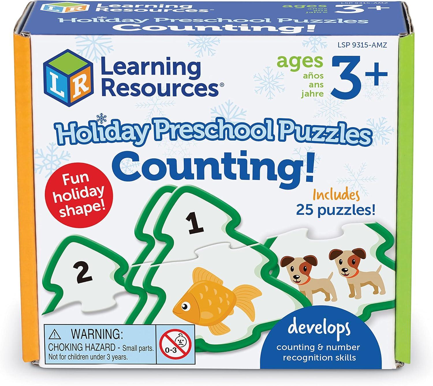 imageLearning Resources Holiday Preschool Puzzle Pack  SelfCorrecting Puzzles Christmas Preschool Toys Educational Christmas Gifts  Christmas Gifts for Boys and Girls Ages 3