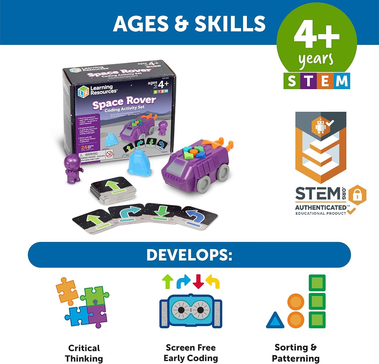 imageLearning Resources Space Rover Coding Set  Robotics for Kids STEM Interactive Programming Scientific Astronaut Toys Engineering Gift Set Games for Boys and Girls Critical Thinking