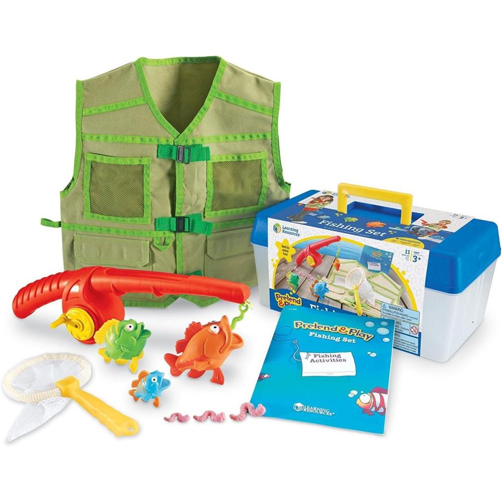 imageLearning Resources Pretend ampamp Play Fishing Set  11 Pieces Ages 3 Toddler Pretend Play Toys Preschool Learning Toys Fishing Pole for Kids Fisherman Costume