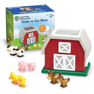 Learning Resources Hide-N-Go Moo, Farm Animal Toy, Barn Toys for Toddlers, 9 Pieces, Ages 2+(Hide-N-Go Moo)
