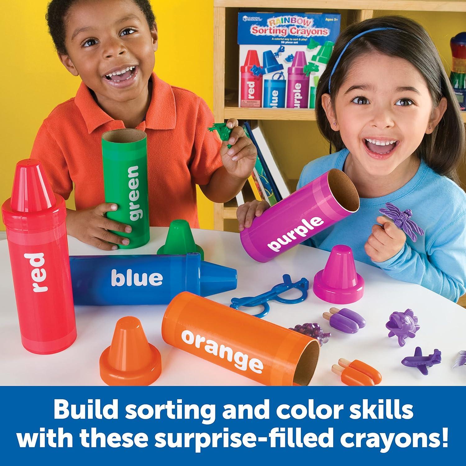 imageLearning Resources Rainbow Sorting Crayons  56 Pieces Ages 3 Kids Crayons Early Color Recognition ampamp Sorting Toddler Sort and Stacking ToysCrayons