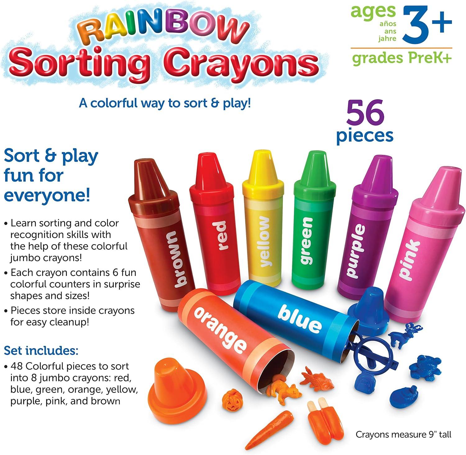 imageLearning Resources Rainbow Sorting Crayons  56 Pieces Ages 3 Kids Crayons Early Color Recognition ampamp Sorting Toddler Sort and Stacking ToysCrayons