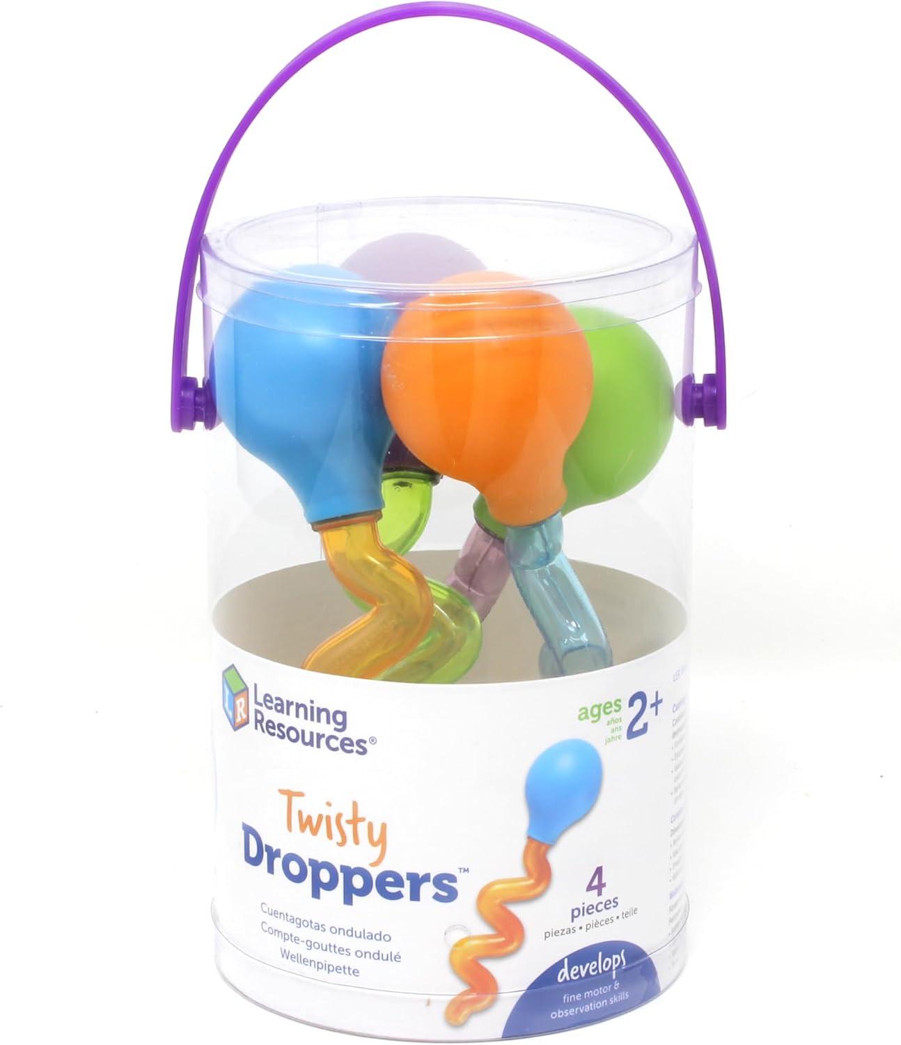 imageLearning Resources Twisty Droppers Fine Motor Toy Science Exploration Water Dropper Water Toys for Kids Set of 4 Ages 2