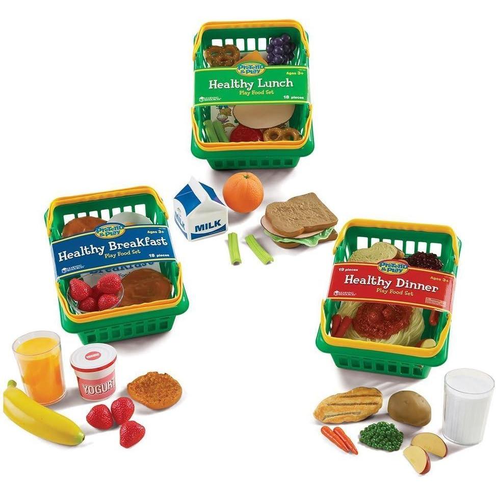 imageLearning Resources Pretend ampamp Play Healthy Foods Set  3 Baskets Ages 3 Preschool Kitchen Food Toys for Kids Grocery Store Accessories Gifts for Boys and Girls