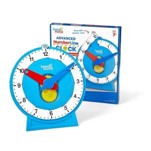 Hand2Mind Advanced NumberLine Teaching Clock – Telling Time & Elapsed Time Learning for Kids, Set of 6(Magnetic Demonstration)