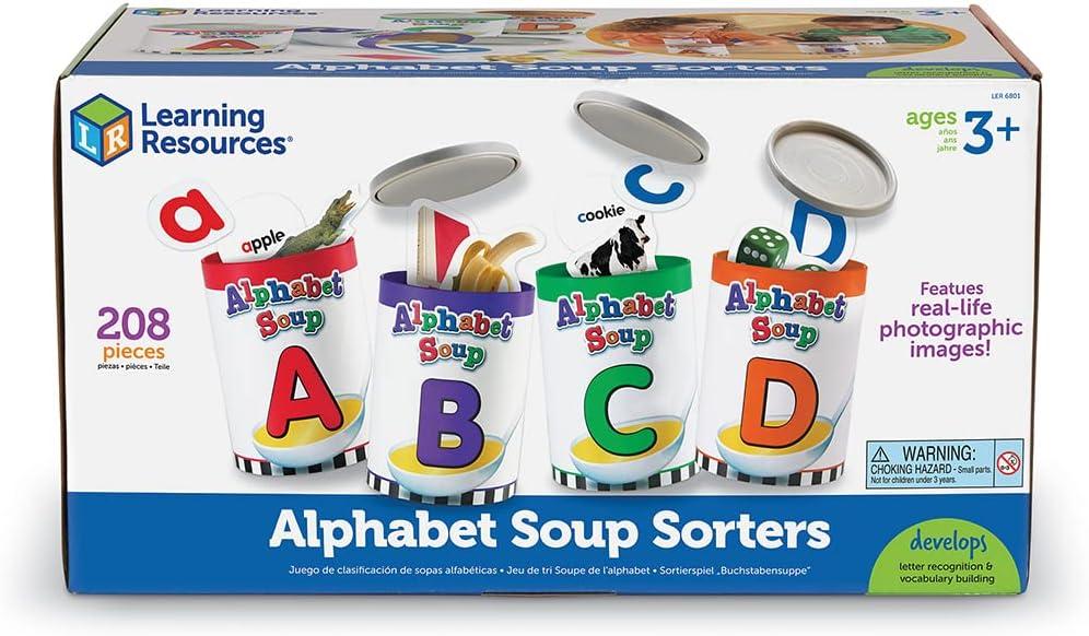 imageLearning Resources Alphabet Soup Sorters  208 Pieces Ages 3 Early Phonics Manipulatives ABCs Alphabet Awareness ampamp Recognition Alphabet Soup Games
