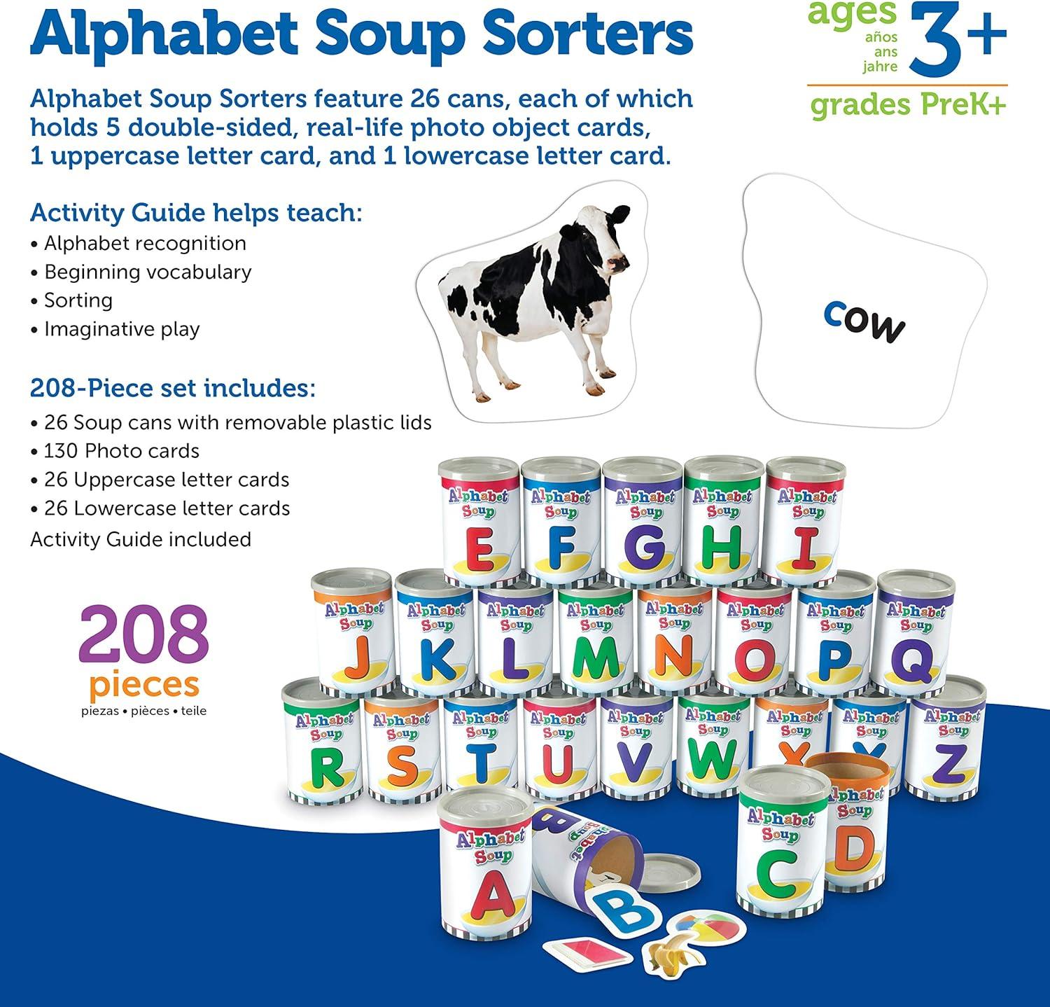 imageLearning Resources Alphabet Soup Sorters  208 Pieces Ages 3 Early Phonics Manipulatives ABCs Alphabet Awareness ampamp Recognition Alphabet Soup Games