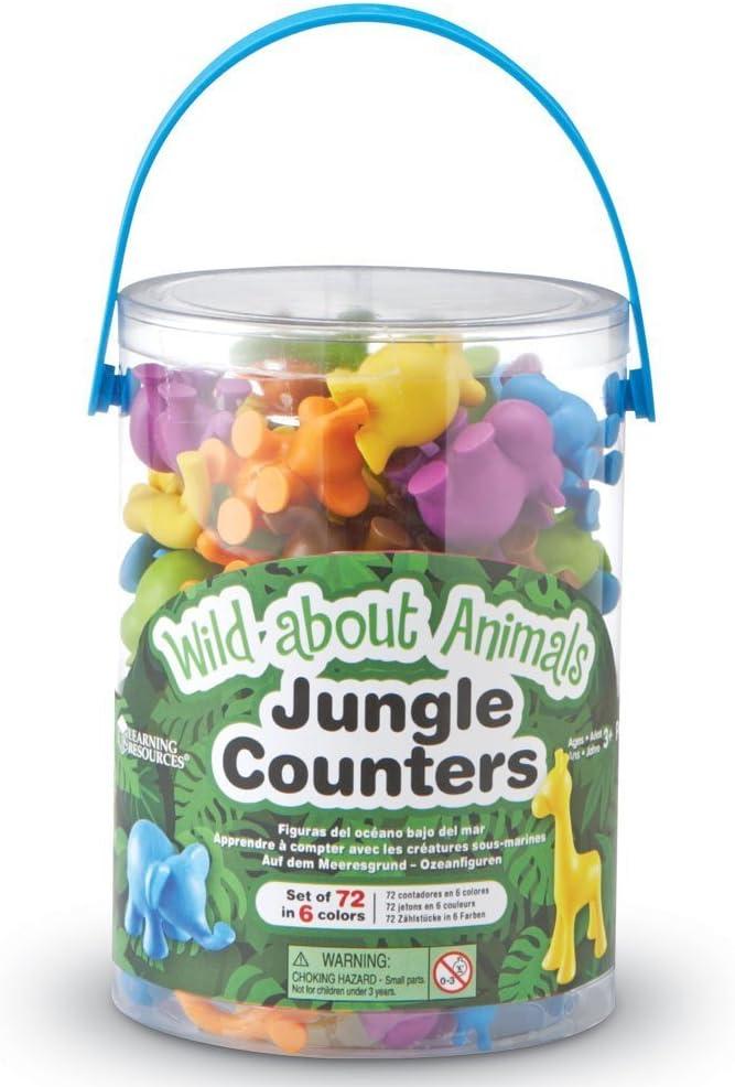 imageLearning Resources Wild About Animals Jungle Counters  Toddler Counting Toys Zoo and Safari Animal Figures Color Sorting Math Manipulatives Fine Motor Skills Gifts for Boys and Girls
