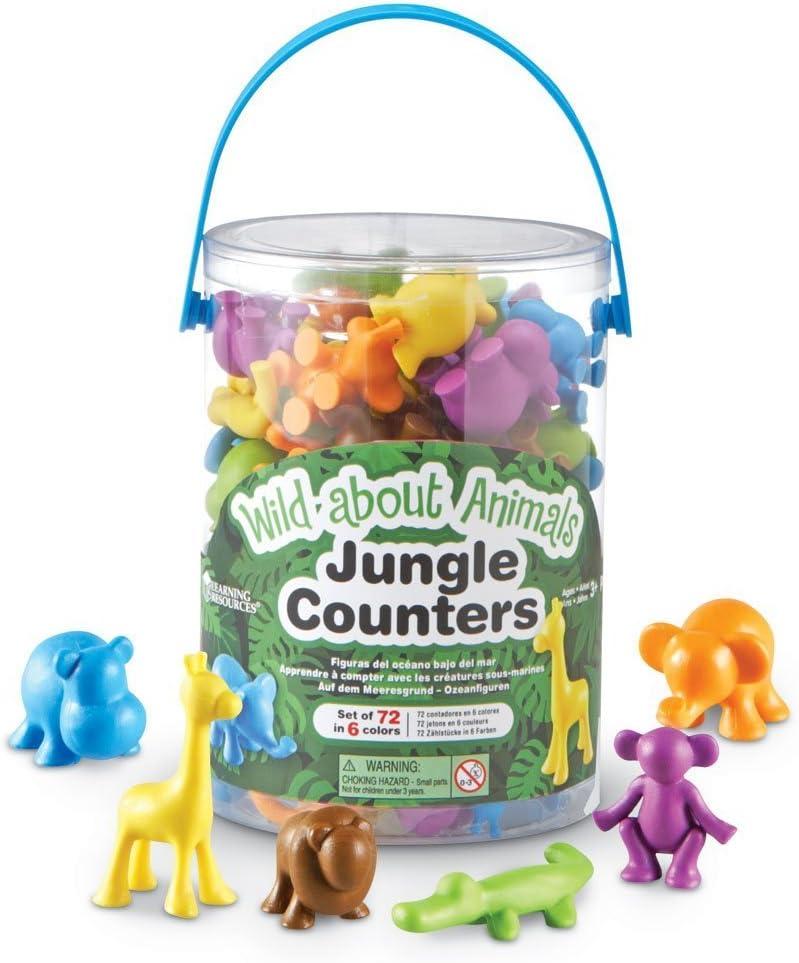 imageLearning Resources Wild About Animals Jungle Counters  Toddler Counting Toys Zoo and Safari Animal Figures Color Sorting Math Manipulatives Fine Motor Skills Gifts for Boys and Girls