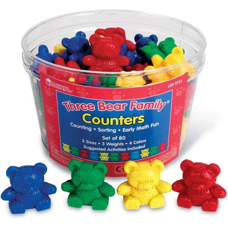 imageLearning Resources Bear Counters Set Counting Color ampamp Sorting Toy Set of 80 Ages 3 multicolor