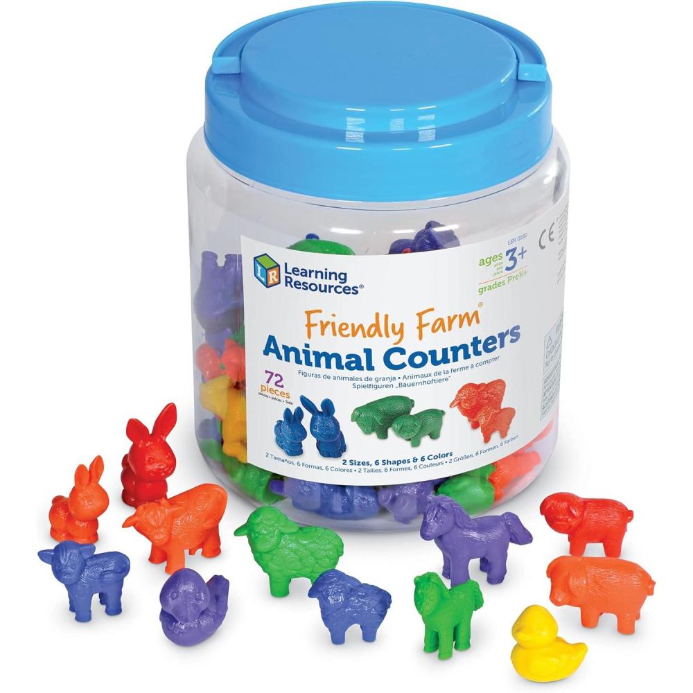 imageLearning Resources Friendly Farm Animal Counters 72 Pieces Ages 3 Toddler Toys Preschool Supplies Classroom Desk Pets Educational Counting and Sorting Toy