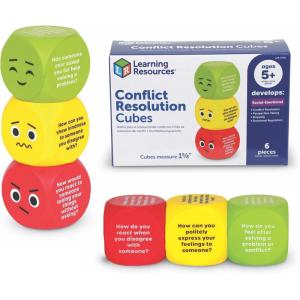 Learning Resources Conflict Resolution Cubes – Conversation Starter Cubes, Communication Skills Games, Social Emotional Learning Activities, Ice Breaking, Empathy Tools, Gifts for Boys and Girls