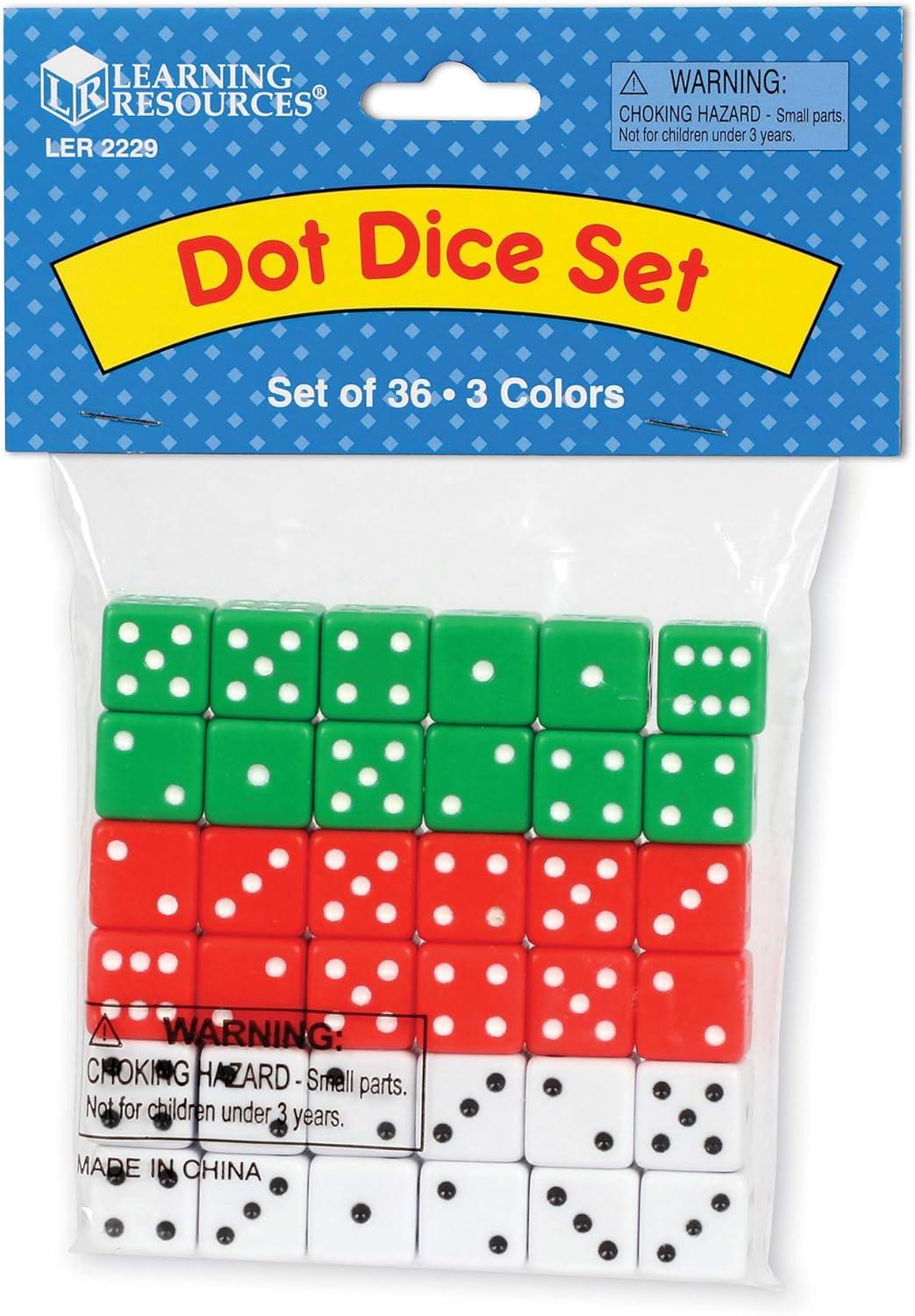 image:imageLearning Resources Dot Dice Math Manipulatives Board Games Classroom Teaching Set of 36 ages 3