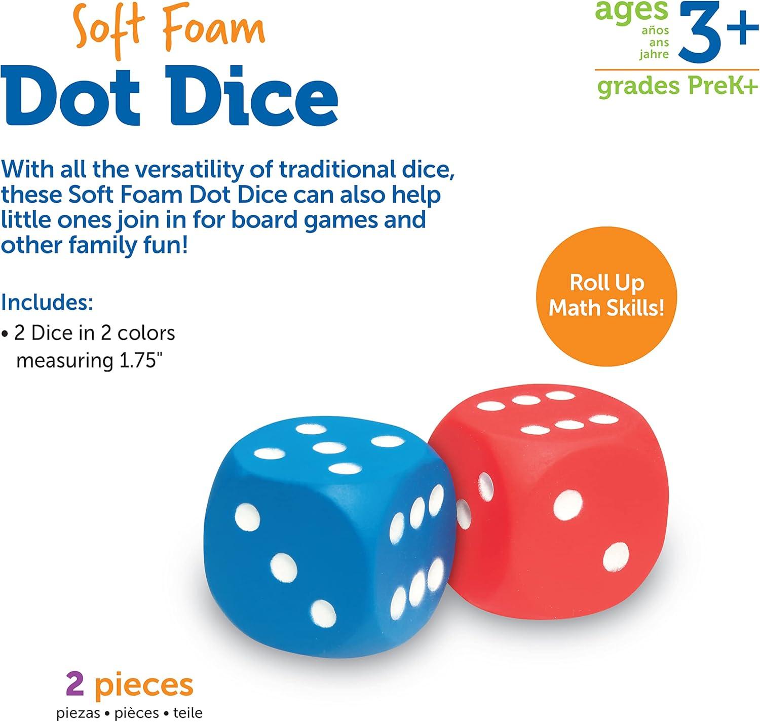 image:imageLearning Resources Foam Dice Dot Dice Early Math Skills Board Games Classroom Must Haves Back to School Set of 2 Grades PreK Ages 3
