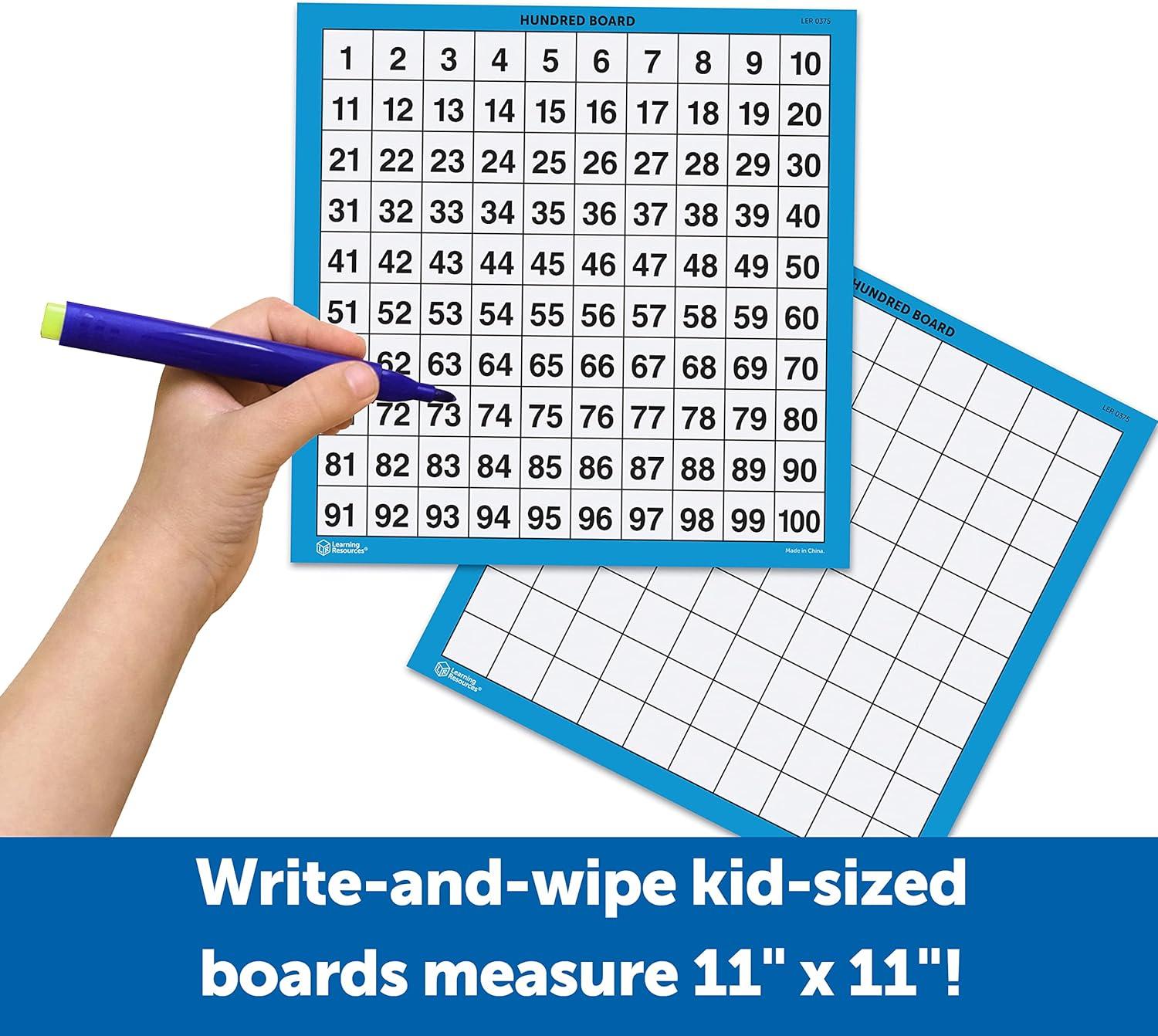 image:imageLearning Resources Laminated Hundred Boards 10 Pieces DryErase Counting Aid Teaching Supplies Math Boards for KidsCounting Aid