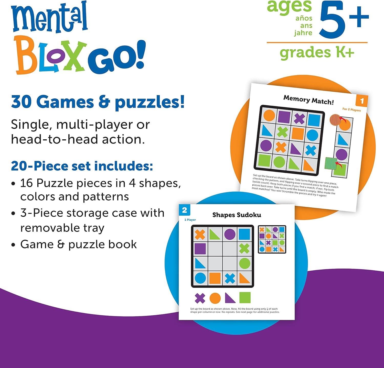 image:imageLearning Resources Mental Blox Go Ages 5 Educational Travel Games for Kids 3D Brain Teaser and Puzzles STEM Critical Thinking for Kids