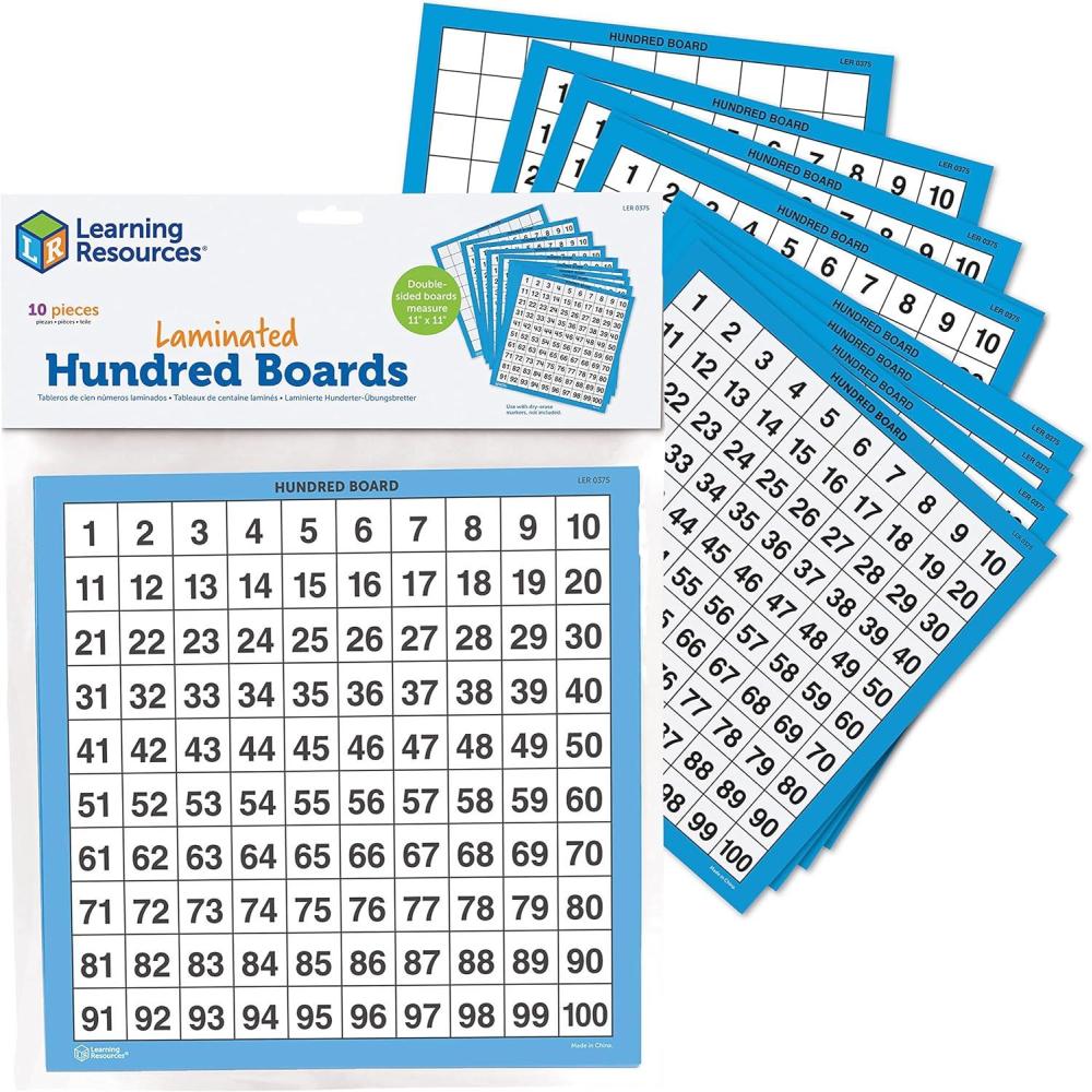 image:imageLearning Resources Laminated Hundred Boards 10 Pieces DryErase Counting Aid Teaching Supplies Math Boards for KidsCounting Aid