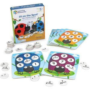 Learning Resources 10 on the Spot Ten Frame Game – Math Manipulatives, Board Games for Kids, Number Cards, Toddler Montessori Counters, STEM Toys for Classroom, Party Gifts for Boys and Girls