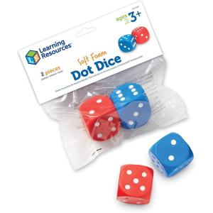 Learning Resources Foam Dice: Dot Dice – Early Math Skills, Board Games, Classroom Must Haves, Back to School, Set of 2, Grades PreK+, Ages 3+