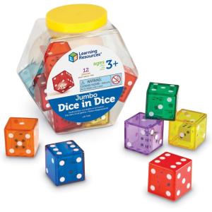 Learning Resources Jumbo Dice in Dice – Math Manipulative Cubes, Board Game Accessories, Counting Numbers, Party Gifts, Preschool, Teacher Supplies, Classroom Must Haves Pack, HomeschoolActivities