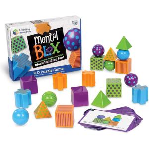 Learning Resources Mental Blox Critical Thinking Game, Homeschool, 20 Blocks, 40 Activity Cards, Ages 5+,Multicolor