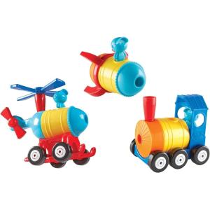Learning Resources 1-2-3 Build It! Rocket-Train-Helicopter – 17 Pieces, Ages 2+, Creative Thinking, Toddler Building, STEM, Early Engineering Toys