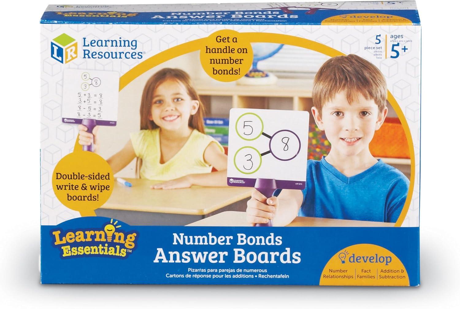image:imageLearning Resources Doublesided Number Bonds WriteandWipe Answer Boards Classroom Accessories Set of 5 Ages 5