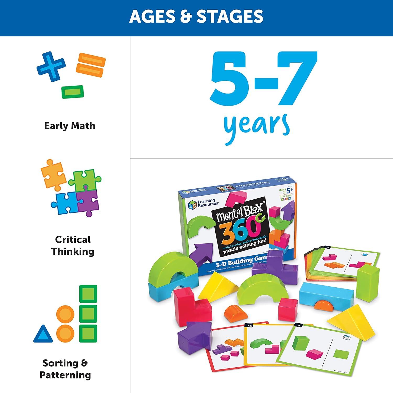 image:imageLearning Resources Mental Blox 360 Degree 3D Building Game 55 Pieces Ages 5 Educational Board Games Mental Puzzles for Kids Brain Teaser Games