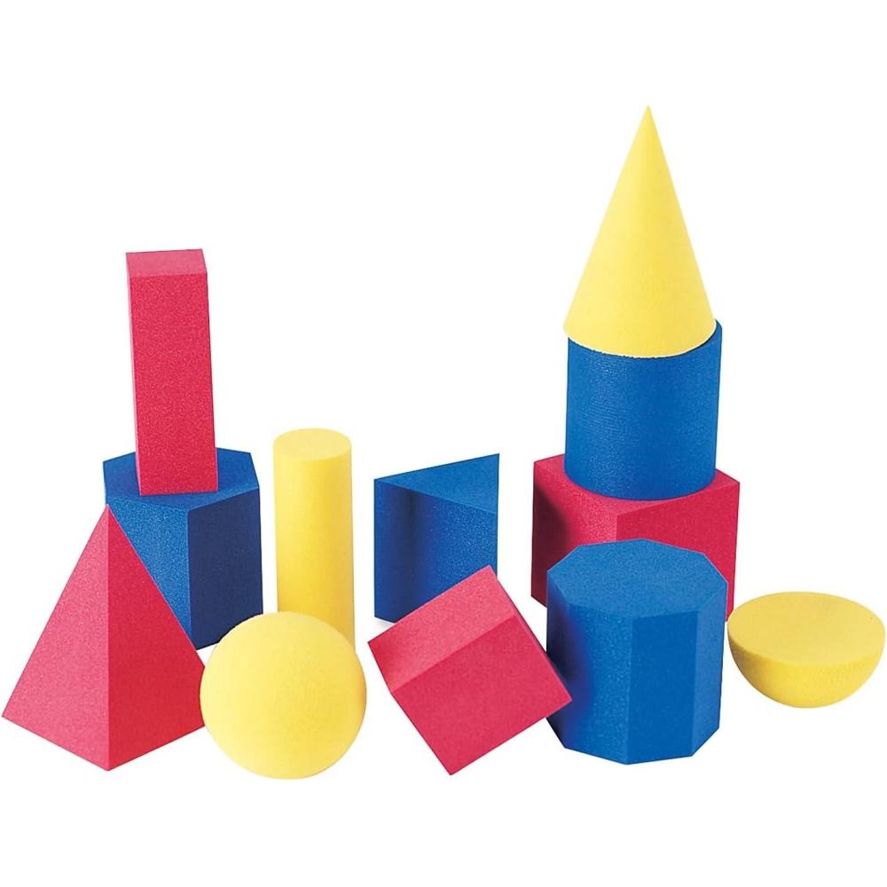 image:imageLearning Resources HandsOn Soft Geosolids Soft Foam 3D Shapes Set of 12 Ages 5