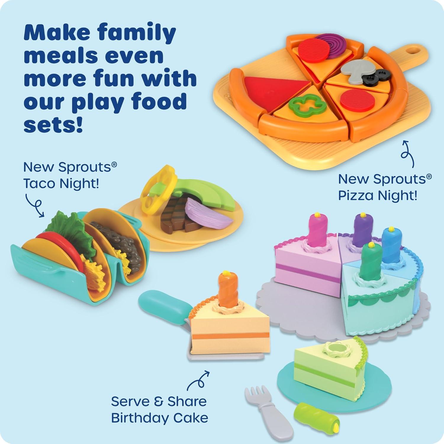 image:imageLearning Resources New Sprouts Pizza Night Imaginative Play Food Set for Kids Role Play Toddler Pretend Kitchen Set Fine Motor Skills Turn Taking Games Social Emotional Learning