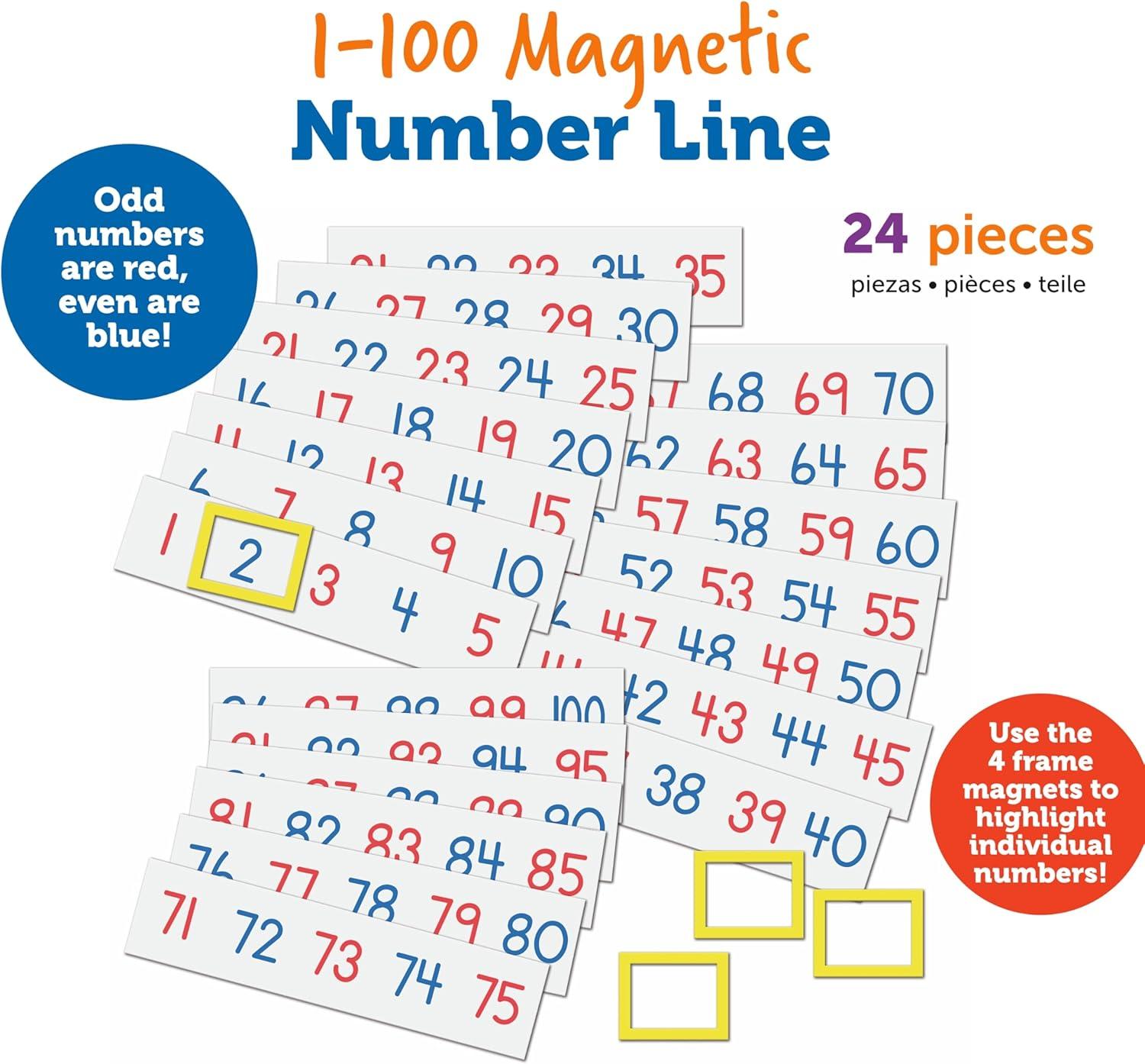 image:imageLearning Resources Magnetic Number Line 1100 20 Magnets Classroom Accessories Teacher Aids Sets of 5 Magnets