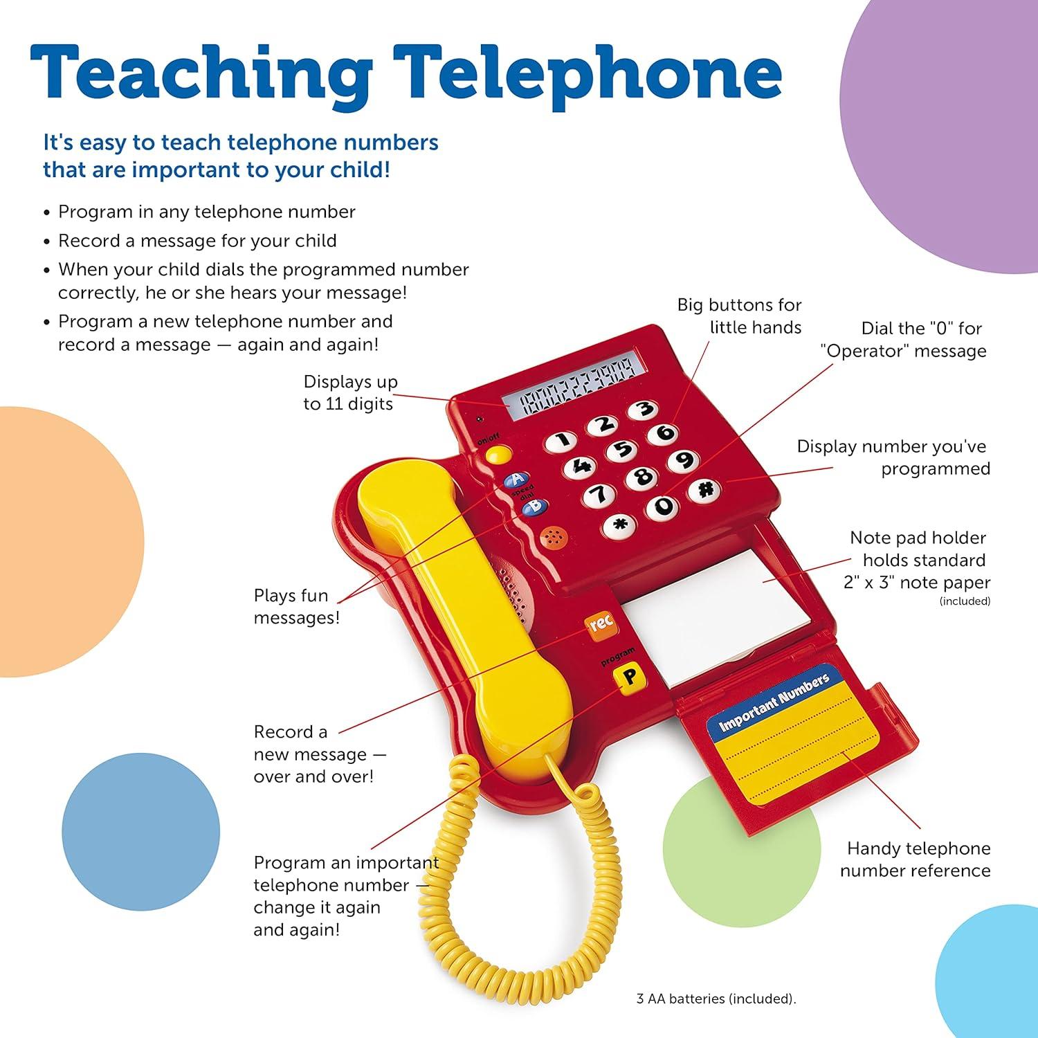 image:imageLearning Resources Teaching Telephone 1 Piece Ages 3 Toddler Learning Toys Pretend Play Telephone Toy Telephone Phone for Kids PreRecorded Greetings Develops Memory Skills