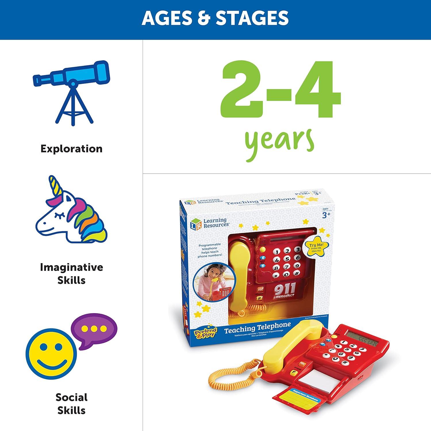 image:imageLearning Resources Teaching Telephone 1 Piece Ages 3 Toddler Learning Toys Pretend Play Telephone Toy Telephone Phone for Kids PreRecorded Greetings Develops Memory Skills